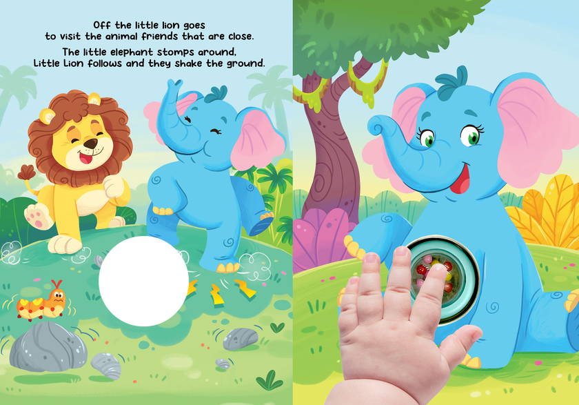Jungle Journey - Children's Rattle and Read Interactive Sensory Board Book with Spinning Rattle
