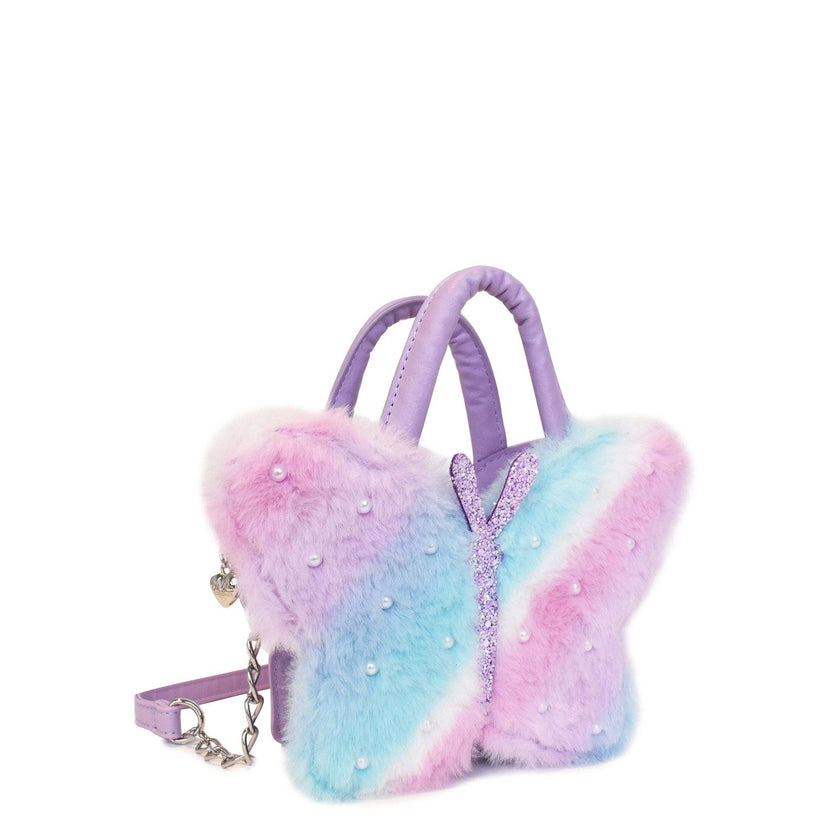 Plush Butterfly Pearl Crossbody Bag