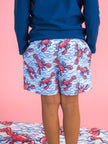 Boys Blue Lobster Lagoon Performance Hybrid Swim Trunks