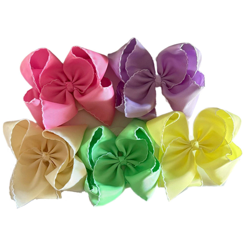 Extra Fun Solid Moonstitch Hair Bows (6in)