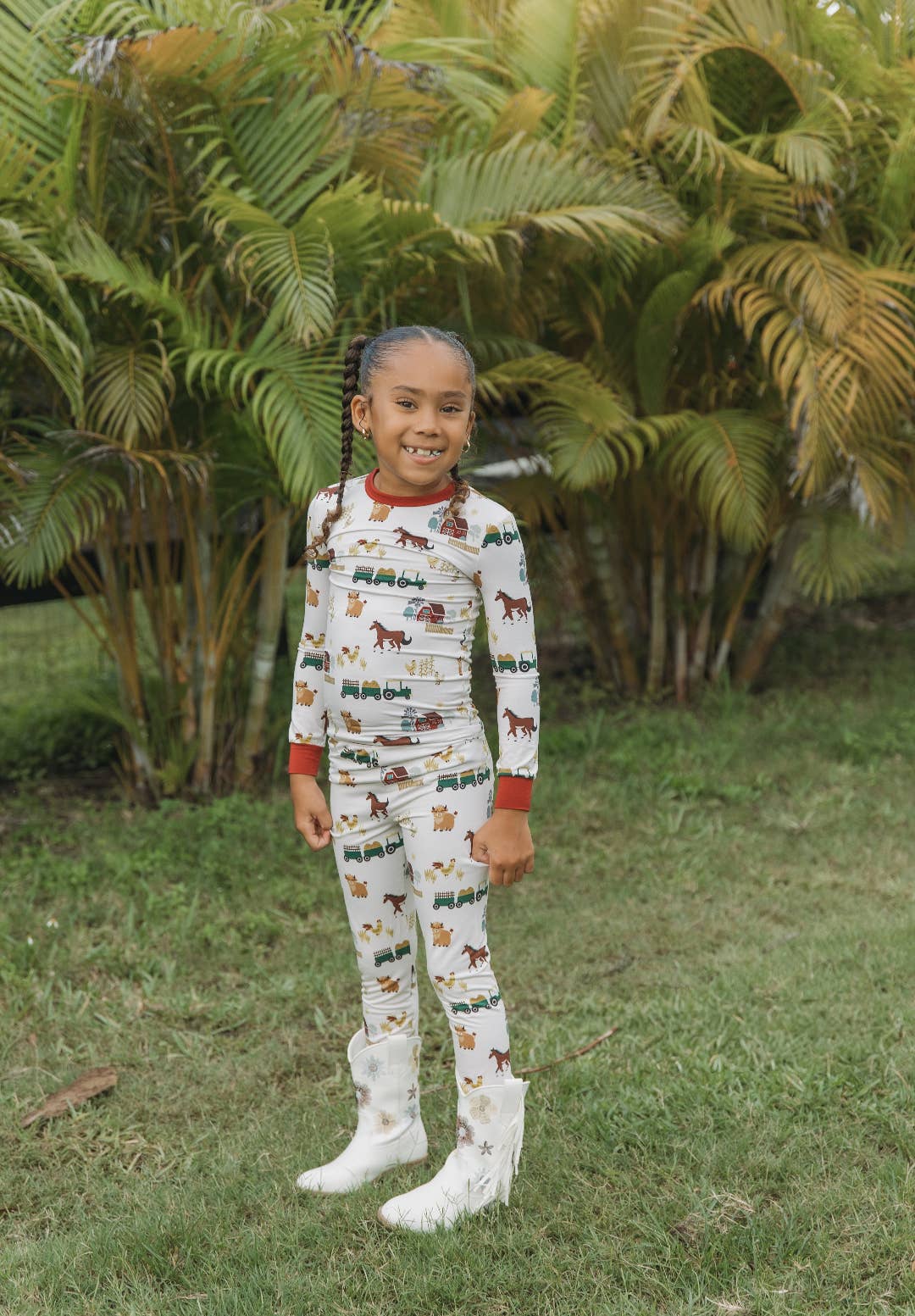 On the Farm Bamboo Long Sleeve Kids Pajama Pants Set