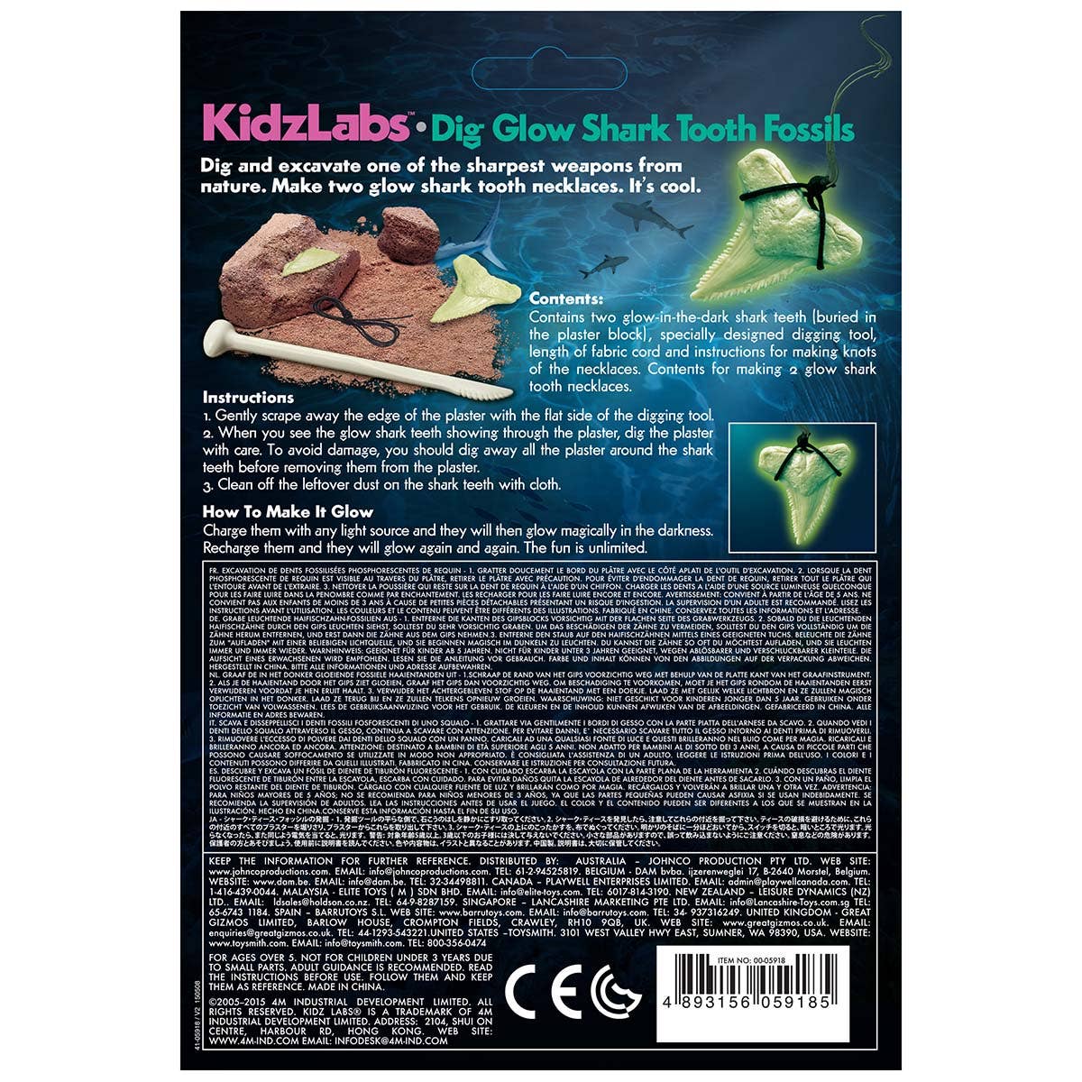 Dig and Excavate Glow Shark Tooth Fossils Toy