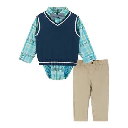 Boys Baby 4-Piece Plaid & Sweater Vest Easter Set