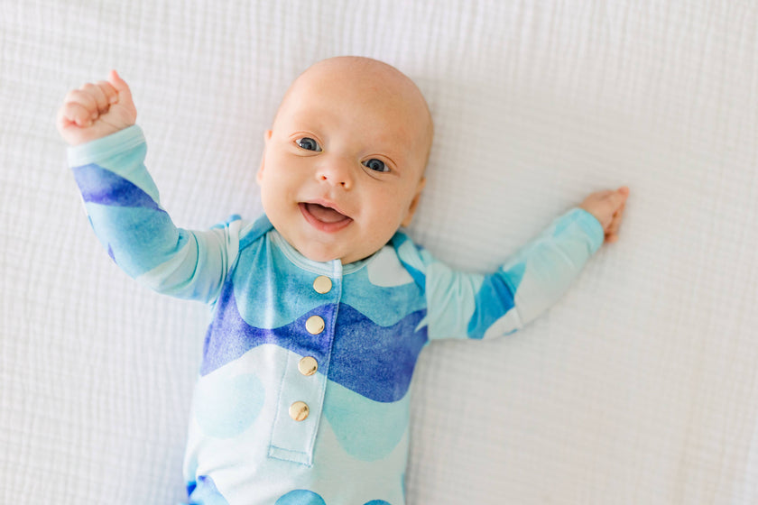 Ocean Wave Newborn Bamboo Knotted Gown