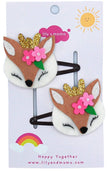 Darling Deer Pals Handmade Kids Hair Clips- Fawn and Pink