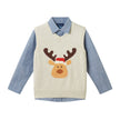 Kids Sweater Vest Holiday Set | Beige Reindeer