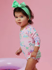 Baby Girls Atlantis Mermaids Long Sleeve One Piece Rash Guard Swimsuit