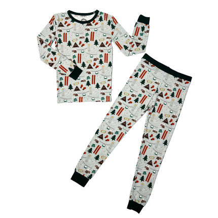 Ski Day Winter Two-Piece Bamboo Long Sleeve Kids Pajamas