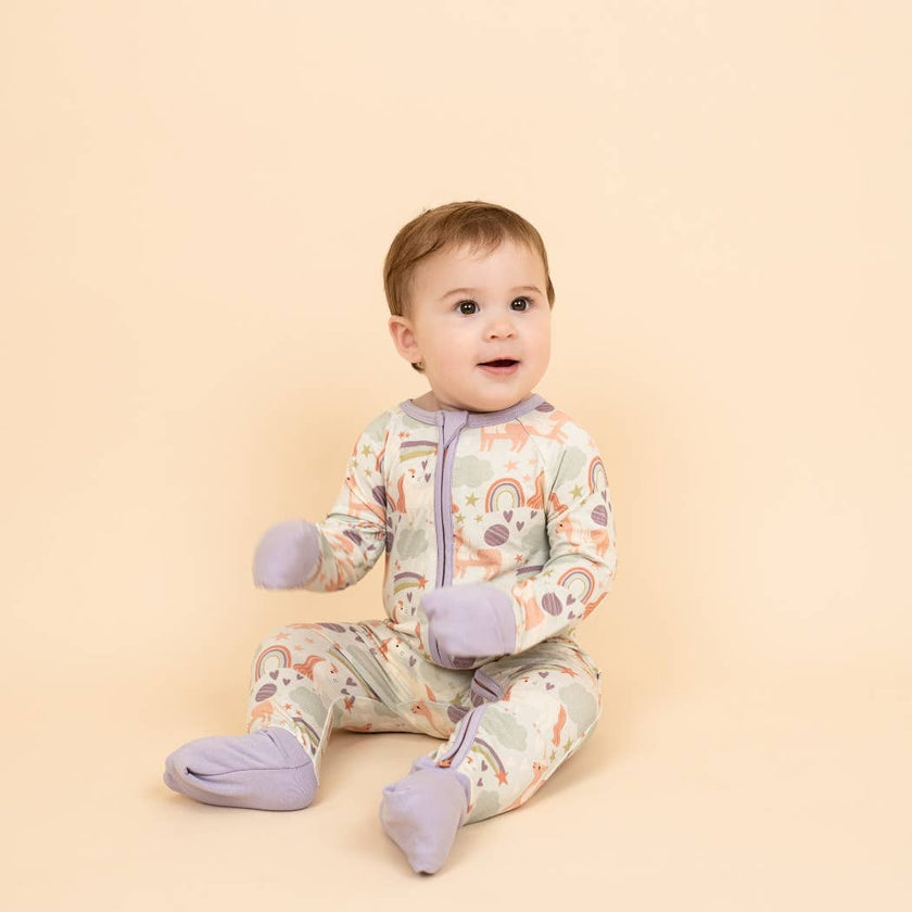 Magical Unicorns Bamboo Convertible Baby Pajamas