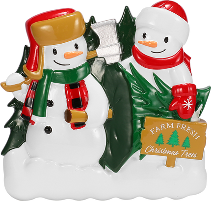 Christmas Tree Farm Snowman Family Personalized Ornament