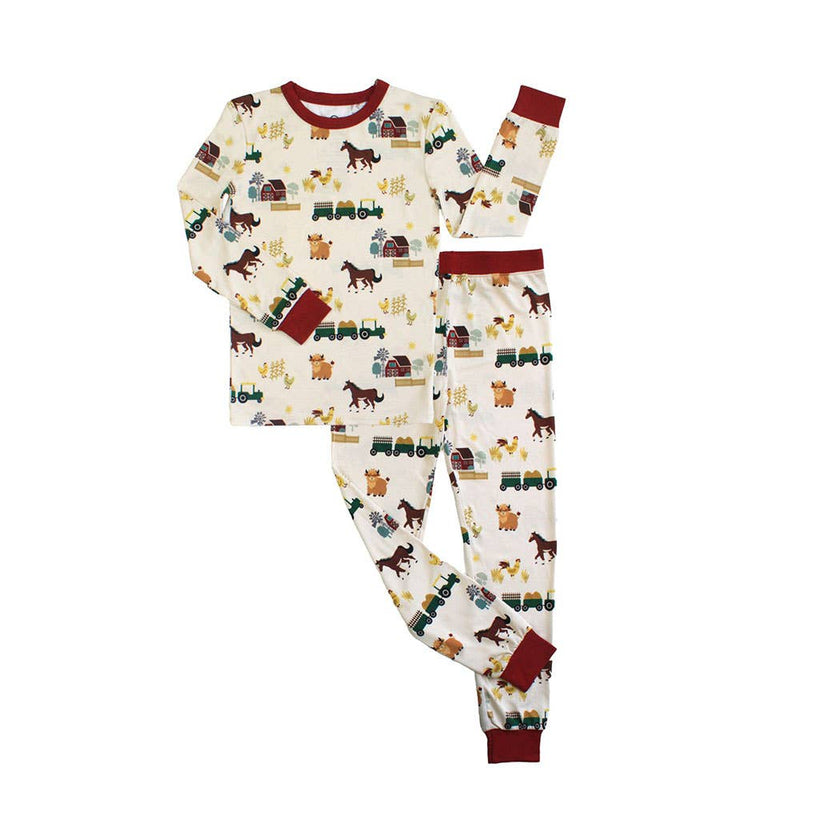 On the Farm Bamboo Long Sleeve Kids Pajama Pants Set