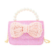 Glitter Pearl Handle Bow Handbag
