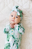 Tropical Leaf Newborn Knotted Gown