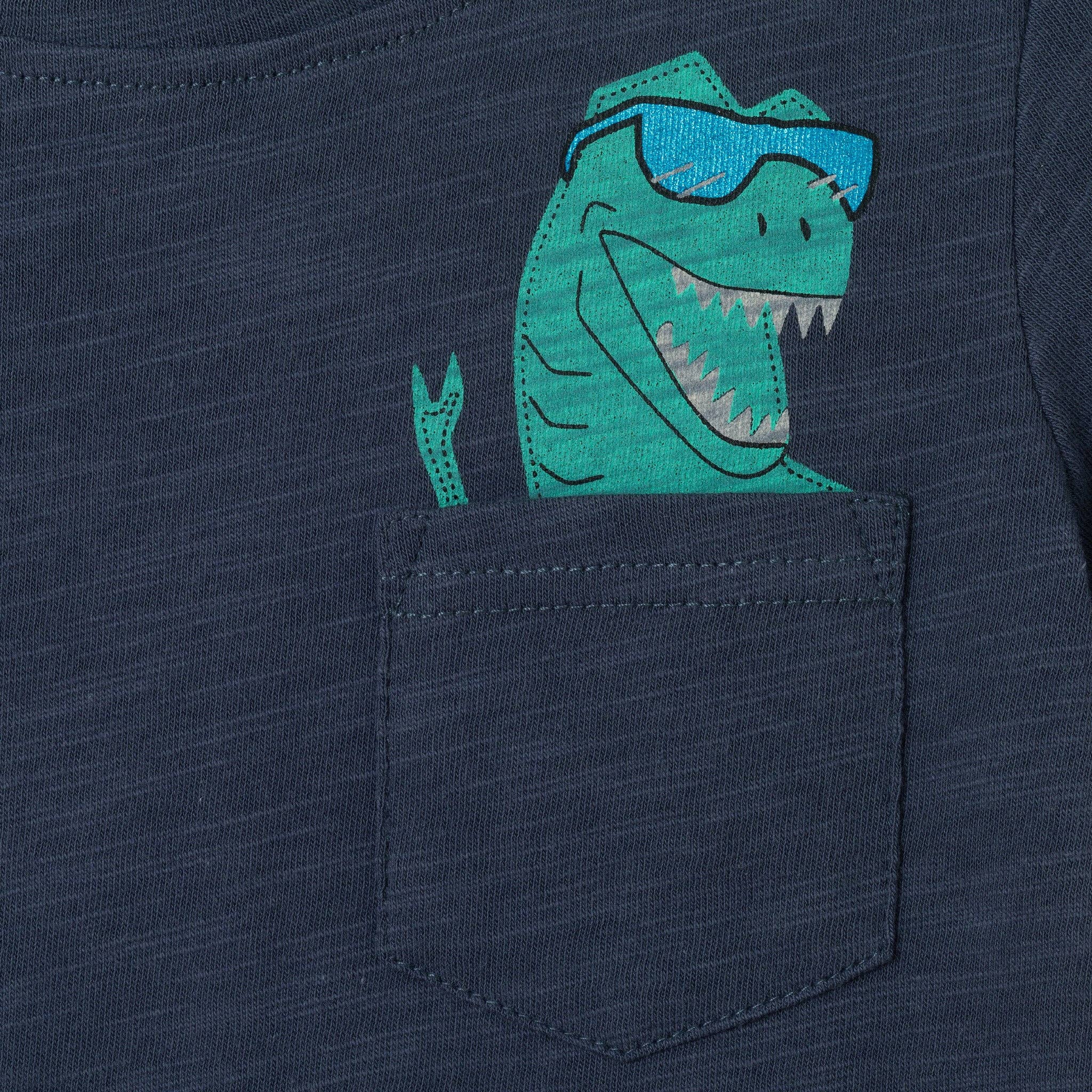Slubbed Pocket Tee | Navy Dino