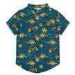 Boys Teal Dinosaur Short-Sleeve Button-Up