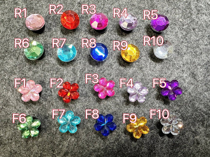 Colorful Gem Flowers Shoe Charms