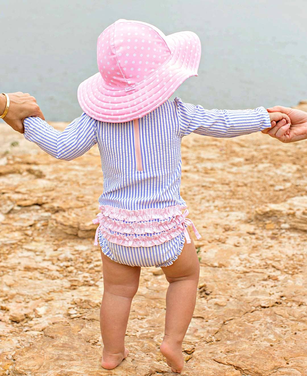 Girls Pink Polka Dot Swim Hat