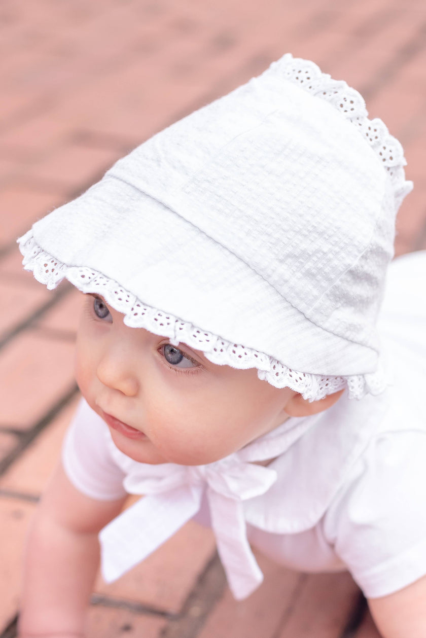 White Summer Baby Bonnet Sunhat