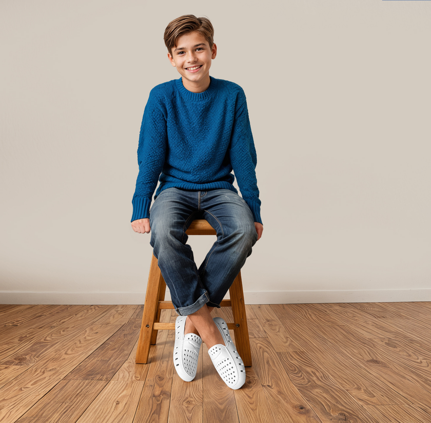 Bright White & Harbor Mist Gray Floafers