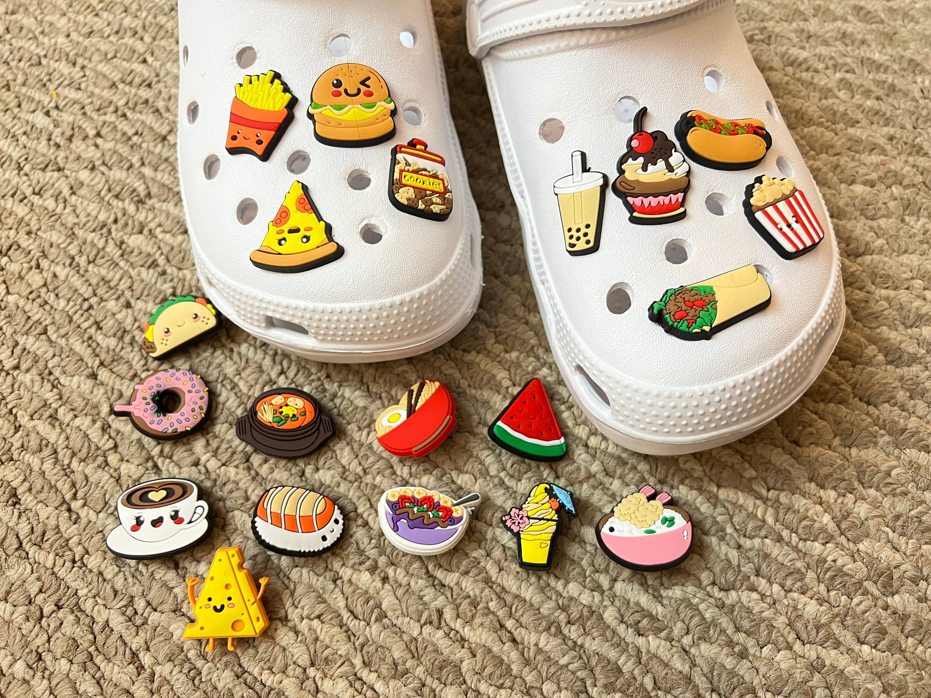 Yummy food Fries Fast Food Donuts Popcorn Bubble tea Ramen Taco watermelon and more Shoe Charms Julies Decal