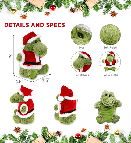 Plush Santa - Super Soft Plush Hand Puppet - Alligator Stuffed Animal
