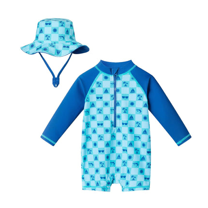 Swim Romper & Hat Set - Beach Vibes