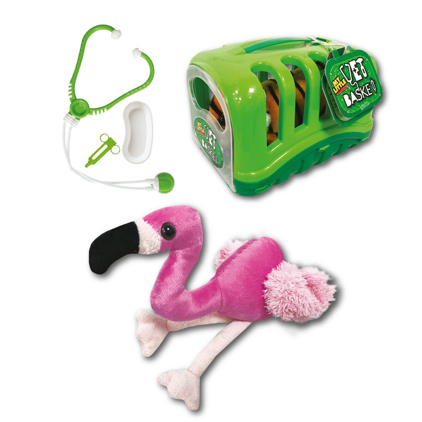My Little Vet Basket - Flamingo Plush Set