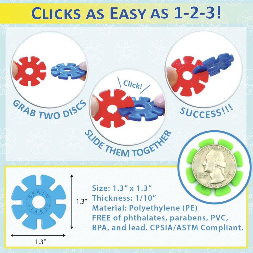 Brain Flakes 500 Piece Interlocking Plastic Disc Set | Stuffed Animal Plush