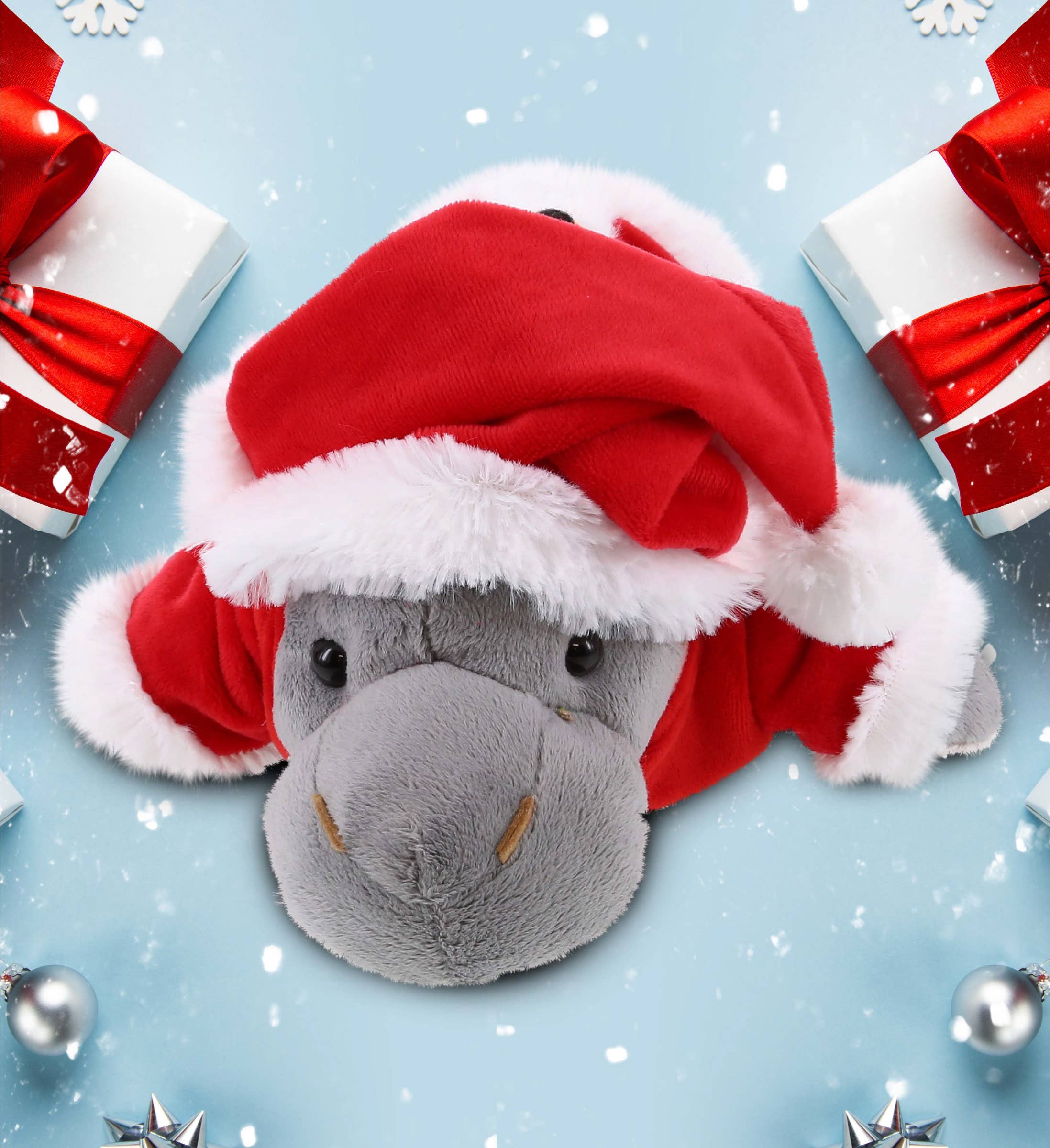 Plush Santa - Wild Collection Plush - Grey Manatee Stuffed Animal