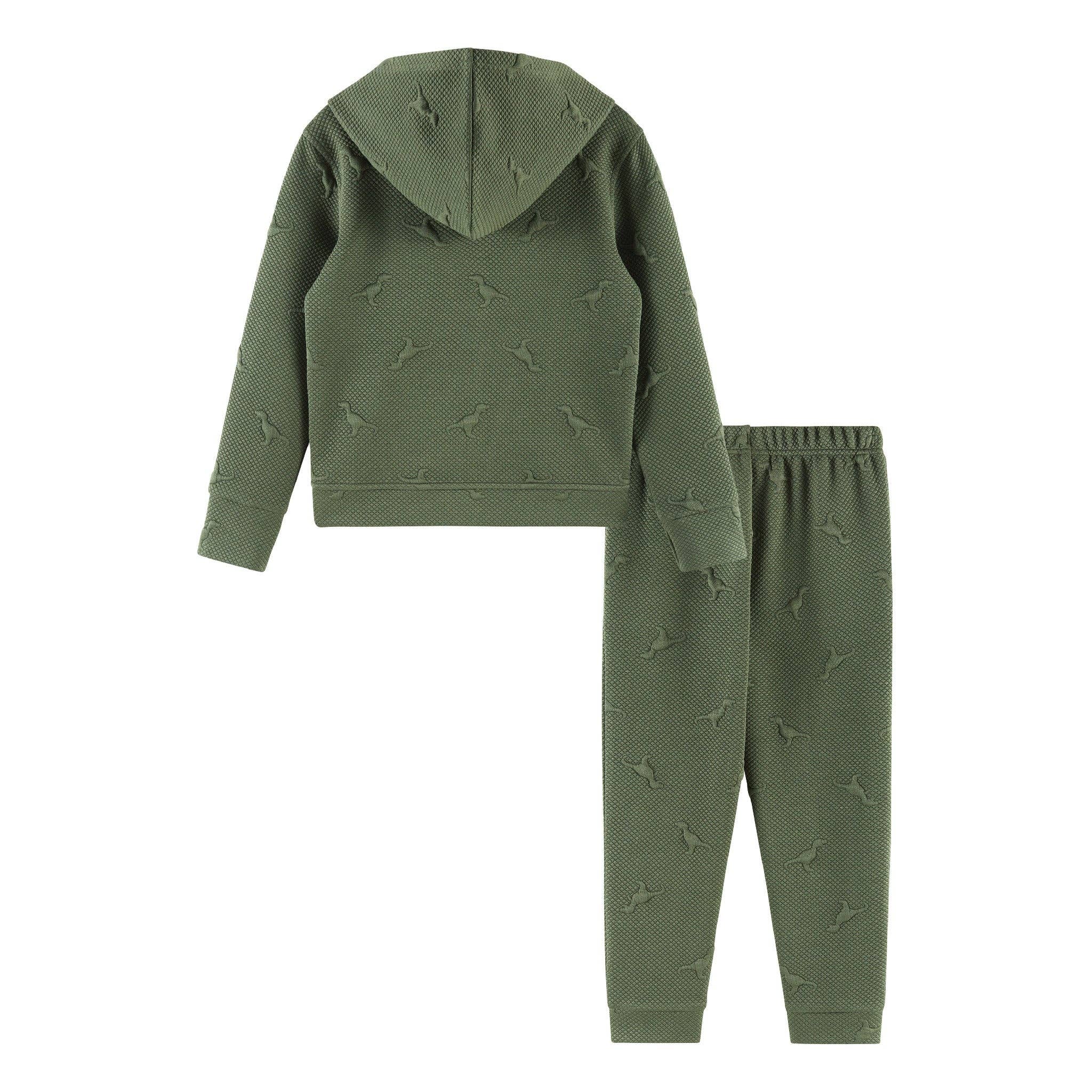 Kids Embossed Lounge Set | Green Dino