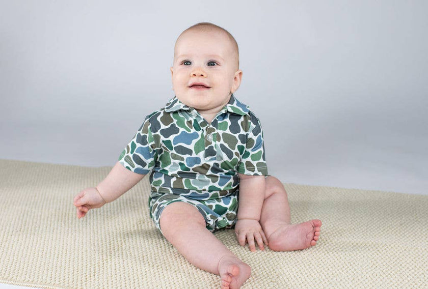 Pebble Camo - SS Polo Romper
