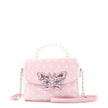 Polka Dot Butterfly Pearl Handle Crossbody Bag