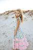 Kids Bella Mint Pastel Floral Flutter Sleeve Ruffles Dress