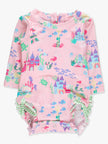Baby Girls Atlantis Mermaids Long Sleeve One Piece Rash Guard Swimsuit