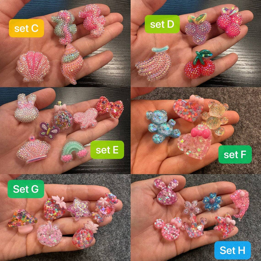 DELETE Bling Bling sequin star Aurora Glitter Resin charms for DIY Unique Special Croc Shoes  Best Quality JuliesDecalDesign: Set A 15pcs