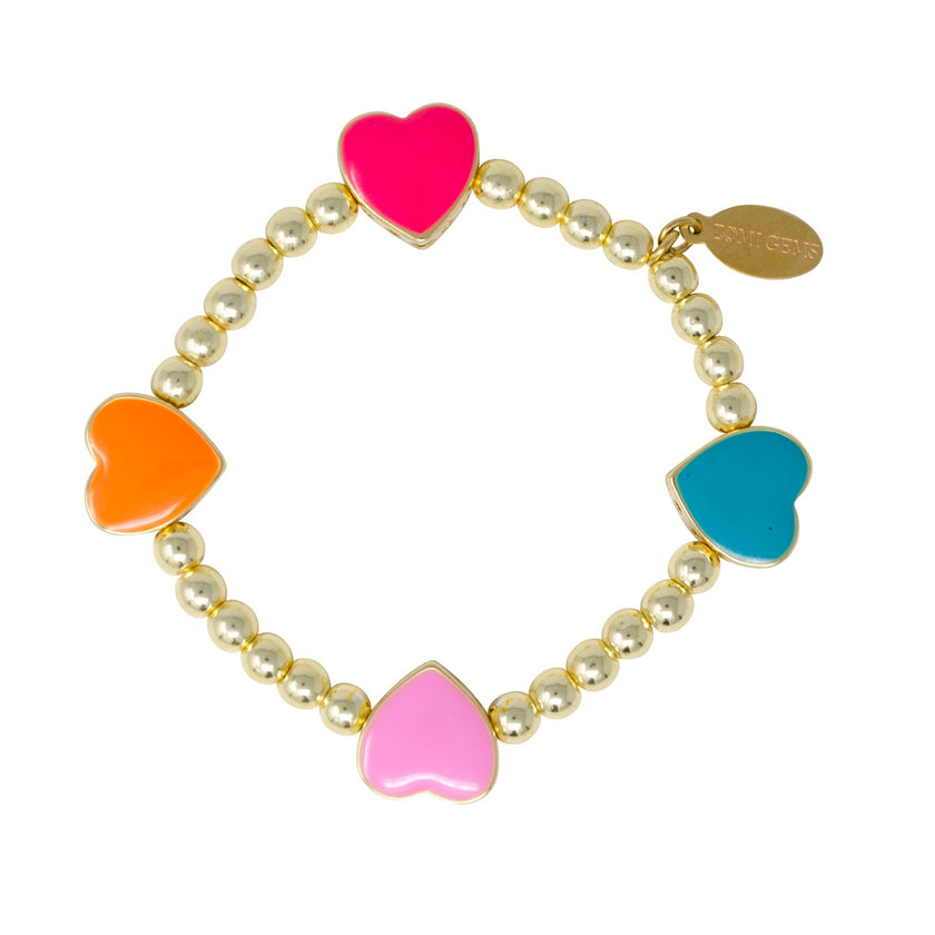 Stars & Hearts Rainbow Stretchy Bead Bracelet