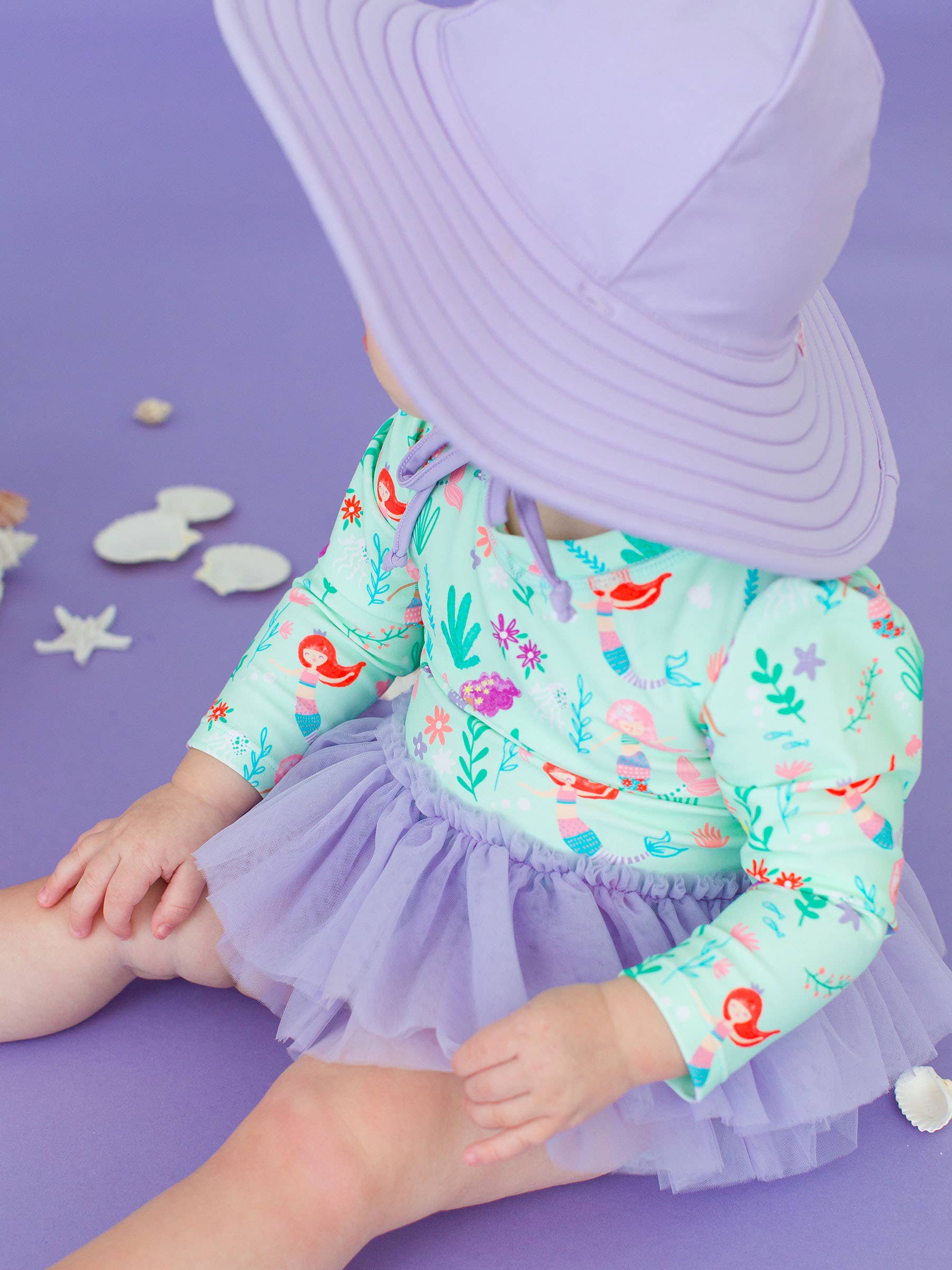 Mermaid Princess Tulle Skirted One Piece Rash Guard