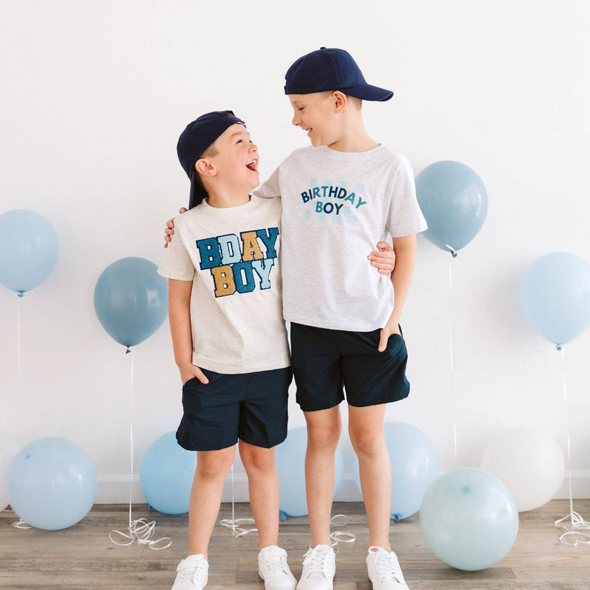 Birthday Boy Patch Short Sleeve T-Shirt - Kids Clothing