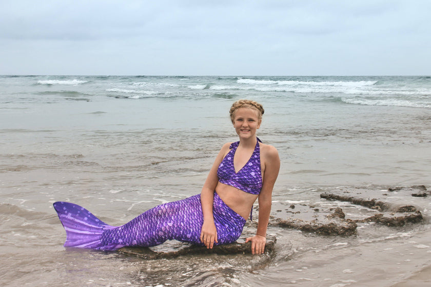 Paradise Purple Mermaid Tail + Monofin Set for kids, girls, teens, and women (pool toy)