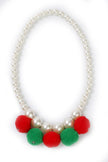 Red and Green Pom Pom necklace