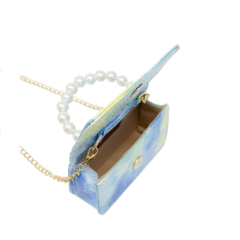 Tie Dye Crocodile Pearl Handle Bag