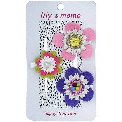 Pastel Flower Trio Hair Clips- Pretty pastels
