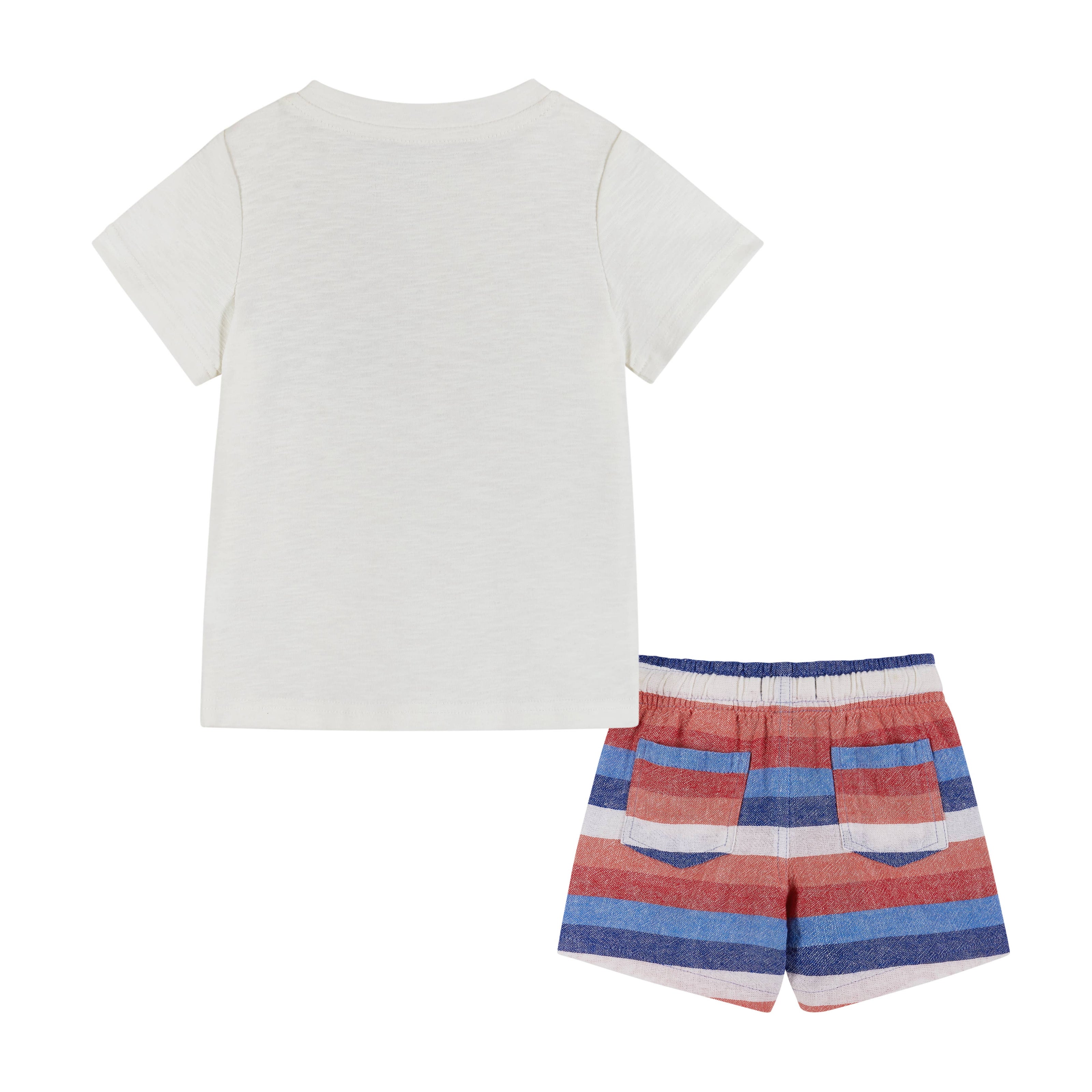 Boys Baby T-Shirt & Striped Drawstring Shorts Set