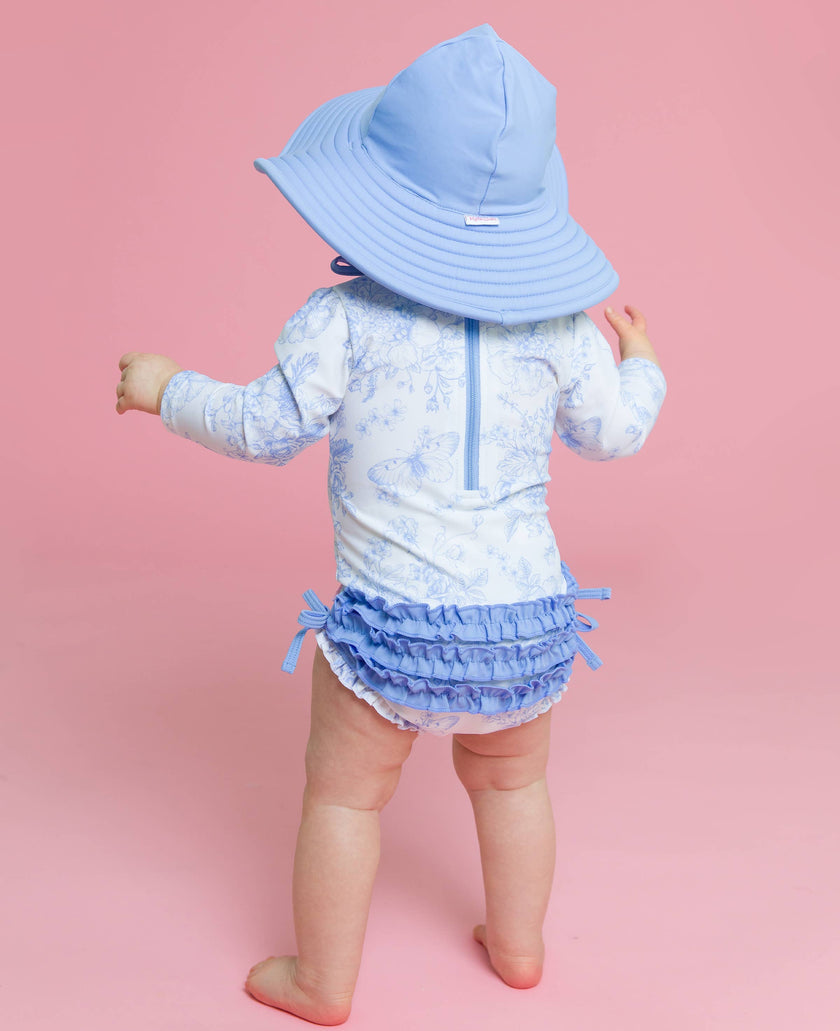 Periwinkle Butterfly Garden Long Sleeve One Piece Rash Guard