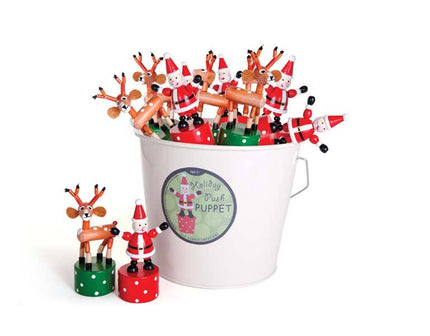 Santa & Reindeer Christmas Push Puppet