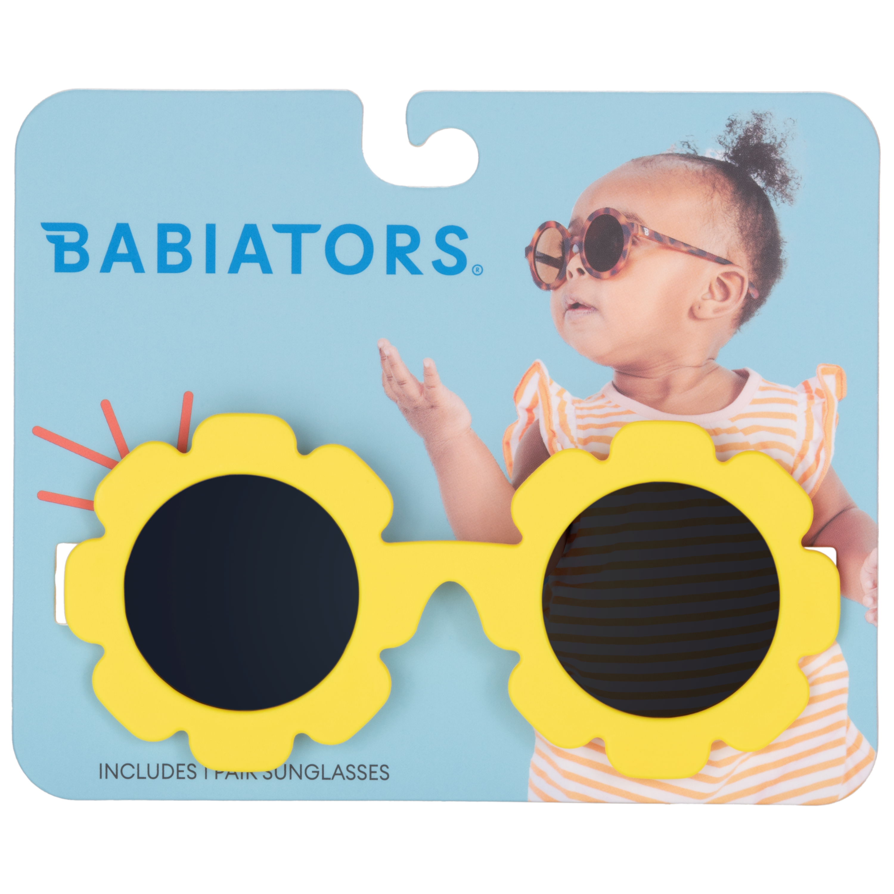 Neon Yellow Flower Kids Sunglasses on