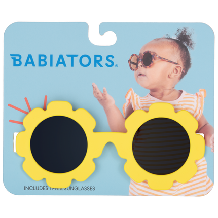 Neon Yellow Flower Kids Sunglasses on