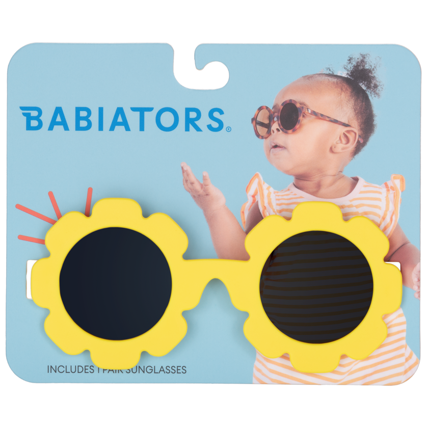 Neon Yellow Flower Kids Sunglasses on