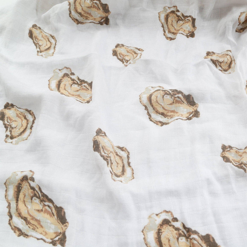Aw, Shucks! Oyster Baby Muslin Swaddle Blanket Extra Large 47 x 47