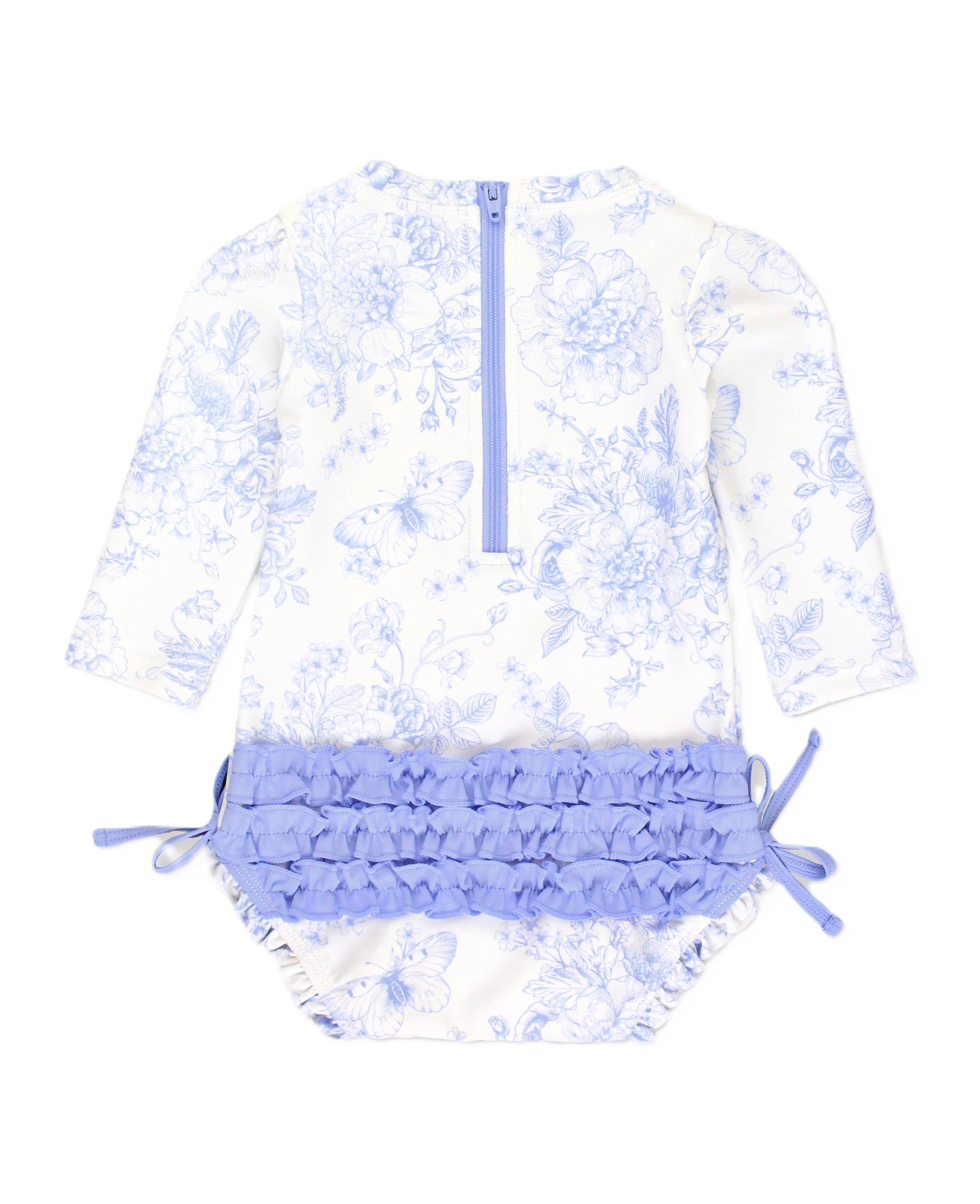Periwinkle Butterfly Garden Long Sleeve One Piece Rash Guard